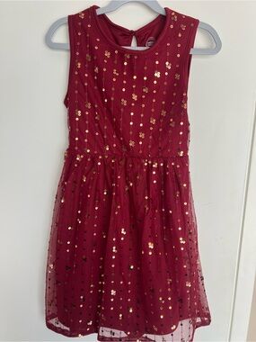 Girls Burgundy Sequin Party Dress
